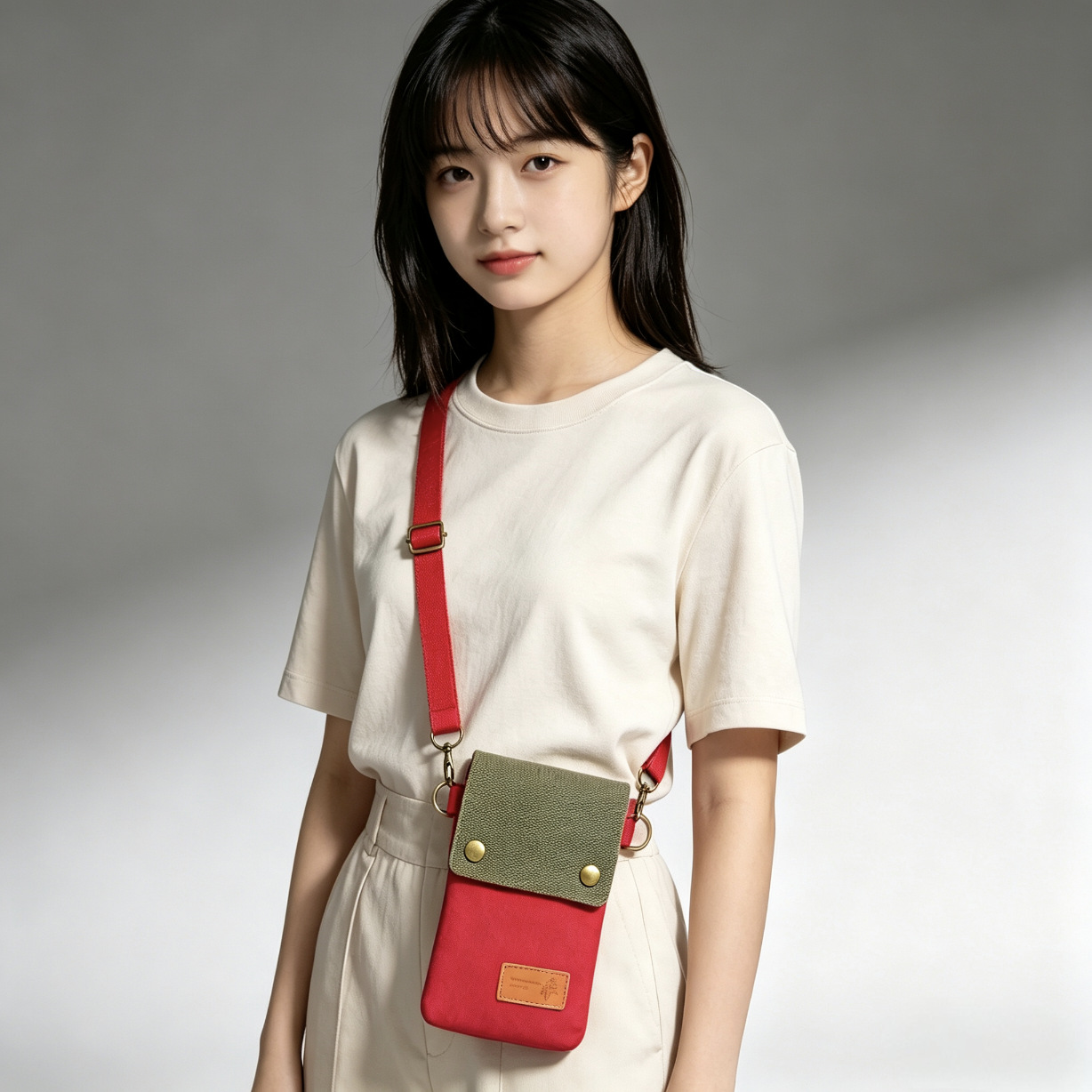 Bolso Bandolera de Lona para Celular de 3 Capas para Uso Diario