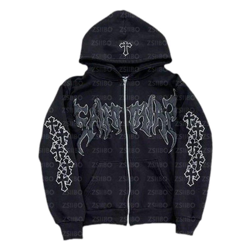 Осенне-зимняя персонализированная толстовка с капюшоном и двойным капюшоном в европейском и американском стиле, кардиган на молнии, повседневная куртка Y2K в европейском и американском стиле