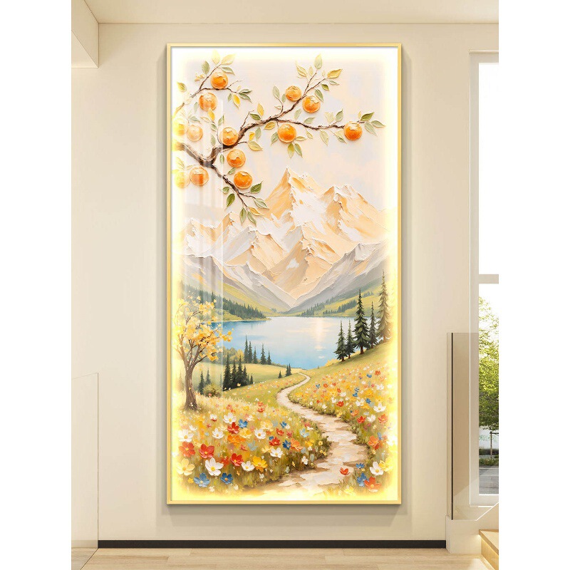 Cream-style light luxury LED light entrance hallway decorative painting corridor corridor wall art simple modern high-end feel