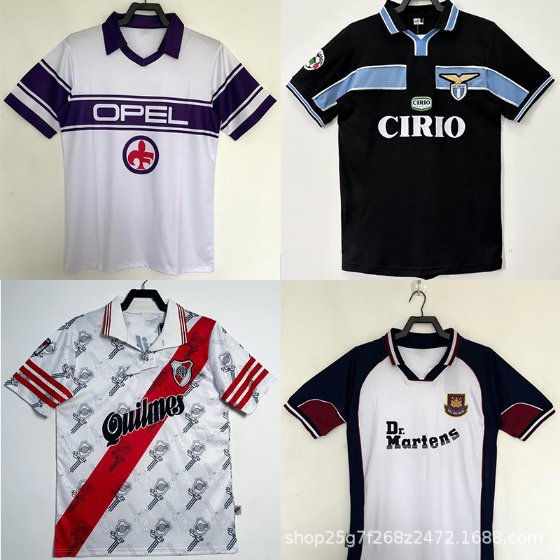 Retro Club Football Jerseys Short Sleeve Fan Jerseys of Fiorentina, Lazio, River Plate, West Ham, Cross-Border Wholesale