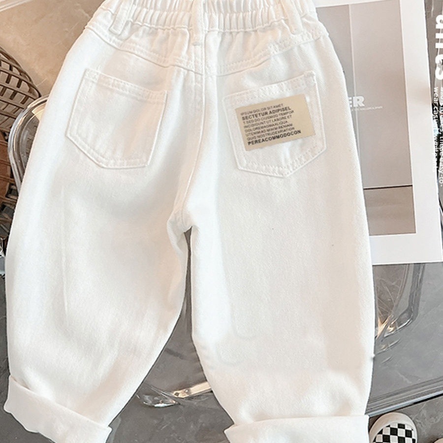 Nuevo primavera pantalones casuales para niños pantalones de moda para chicas ropa infantil coreana para hombres y mujeres jeans blancos