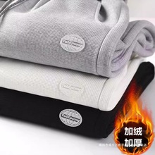 清仓华夫格卫裤男休闲运动裤男长裤子男秋冬加绒潮牌男装宽松束脚