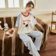 New Short-Sleeved Three-Piece Set 2025 Pure Cotton Summer Short-Sleeved Pants Three-Piece Set Cute Cartoon Pajamas Women's Home Clothes