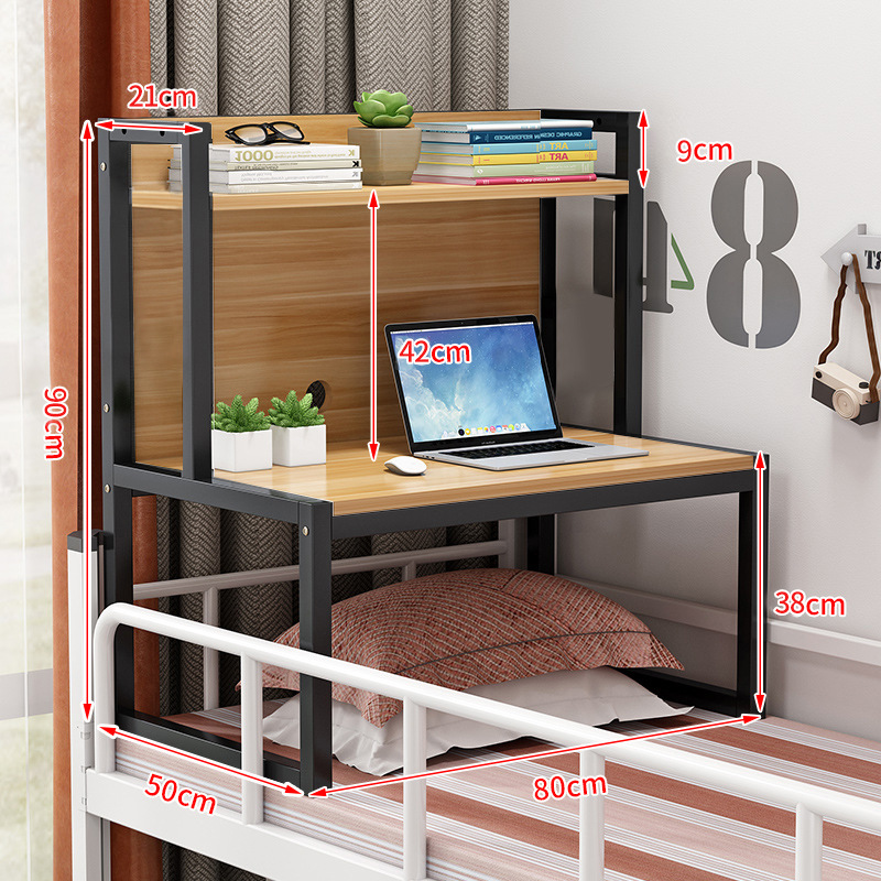 Cama portátil Mesa dormitorio cama superior de almacenamiento en rack Almacenamiento y acabado escritorio estantería integrada