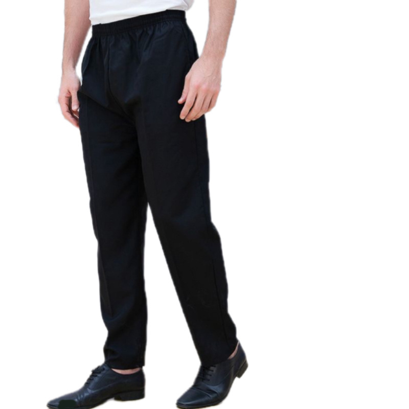En stock chef pantalones Hotel uniforme más tamaño pantalones de trabajo cocina rayas guardapolvos Restaurante Camarero pantalones elásticos