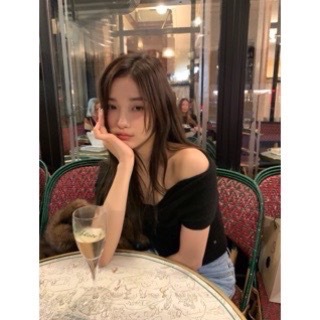 現物 ~ 韓国the bar * net年末デート雰囲気感蝶結び一字肩ニット