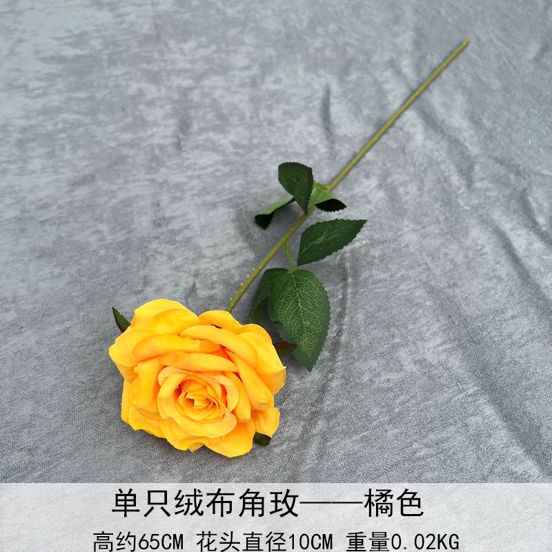Artificial Rosa sola franela Rosa flor artificial boda decoración del hotel decoración del hogar arreglo de flores flor artificial Rose