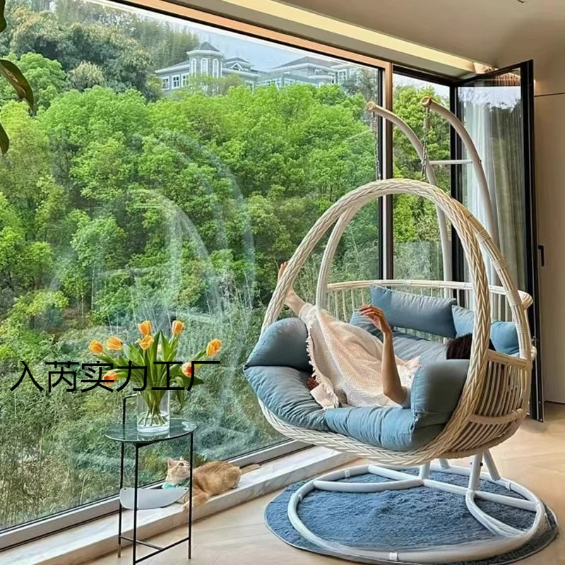 Подвесное кресло-корзина, подвесное кресло-качалка для дома, ленивый домашний балкон, гамак, спальня, интернет-знаменитость, птичье гнездо, подвесное кресло из ротанга с орхидеей