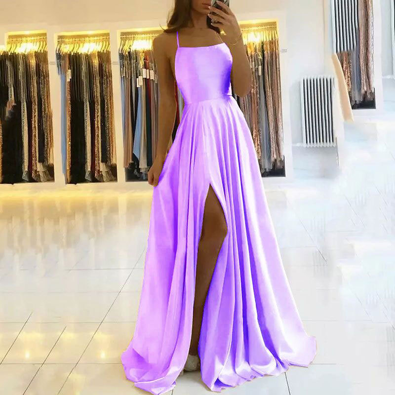 Comercio exterior europeo y americano Amazon AliExpress deseo vestido de noche de las mujeres sexy Correa split simple vestido largo