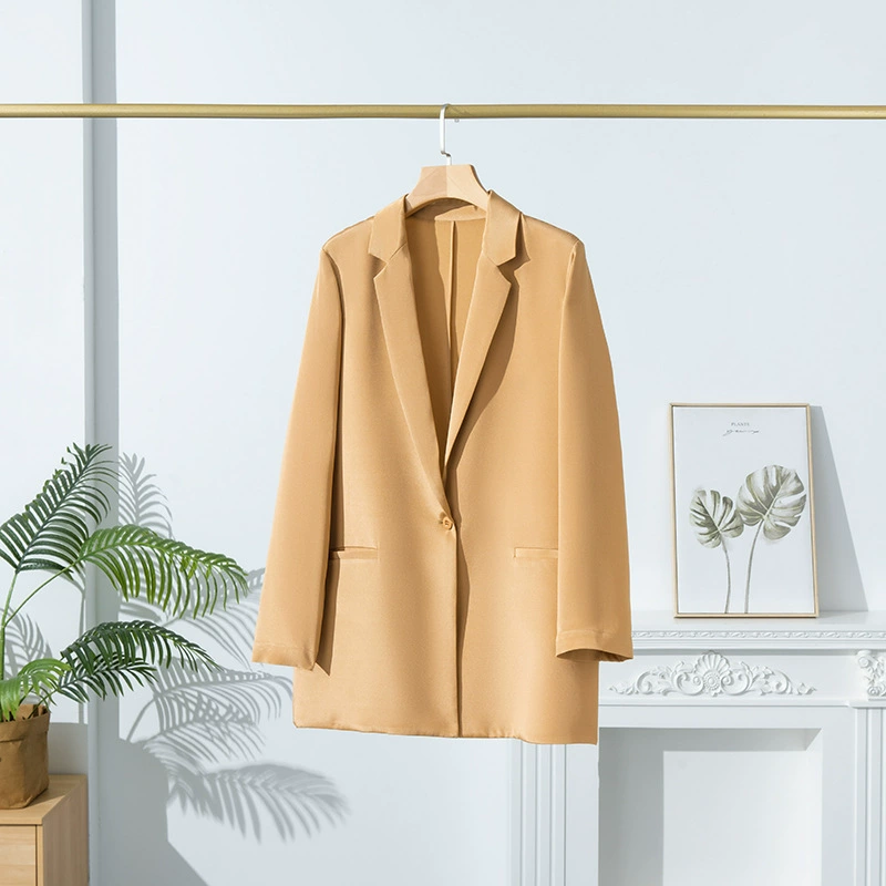 Silk autumn classic suit jacket, long-sleeve, oversize