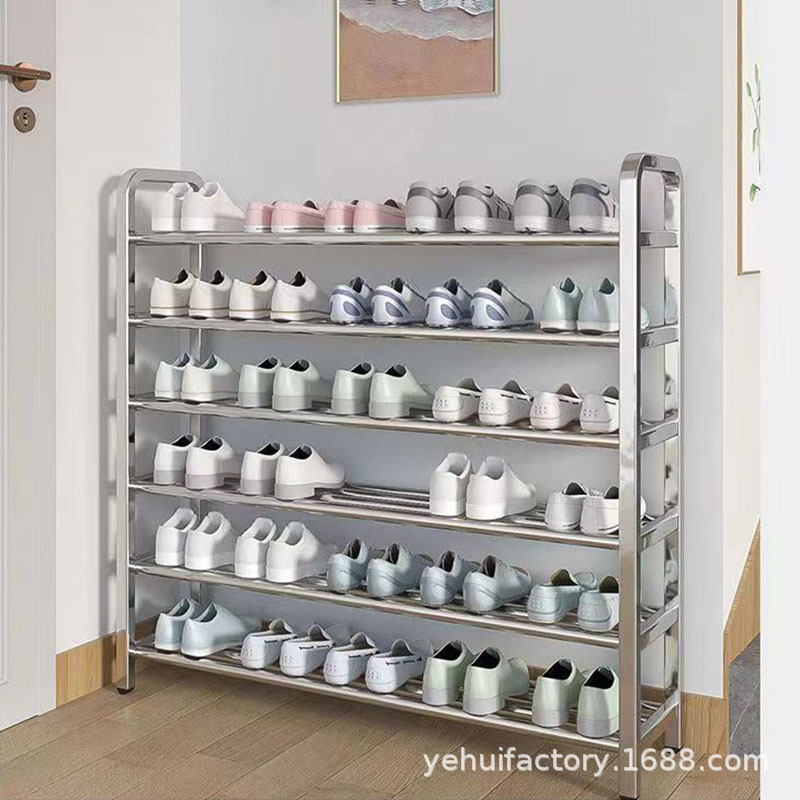Stainless Steel Shoe Rack Simple Floor-Standing Installation Multi-Layer Home Dormitory Home Entrance Door Shoe Rack Starting from One Piece