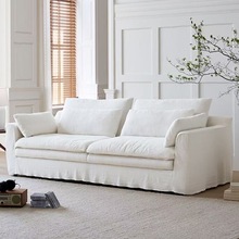 风信子全拆洗沙发牛仔布侘寂风布艺棉麻沙发怀抱可拆洗亚麻奶油风