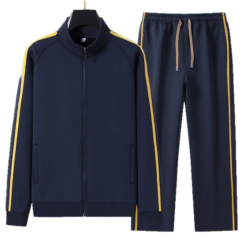 Primavera y otoño transfronterizos con cremallera con solapa delgada suéter para hombres, pantalones casuales, camisetas deportivas para hombres y mujeres, dos piezas