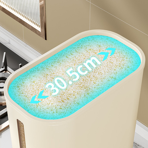 Household Anti-insect and Moisture-proof Sealed Food Grade Rice Bucket for Flour Storage Transparent Automatic Rice Dispenser Pressed Rice Bin