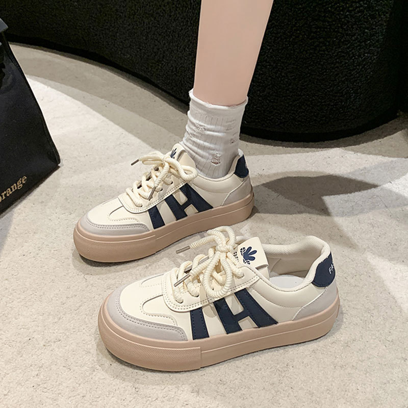 厚底德训鞋小白鞋女2025新款春秋百搭学生系带帆布鞋休闲运动板鞋|undefined