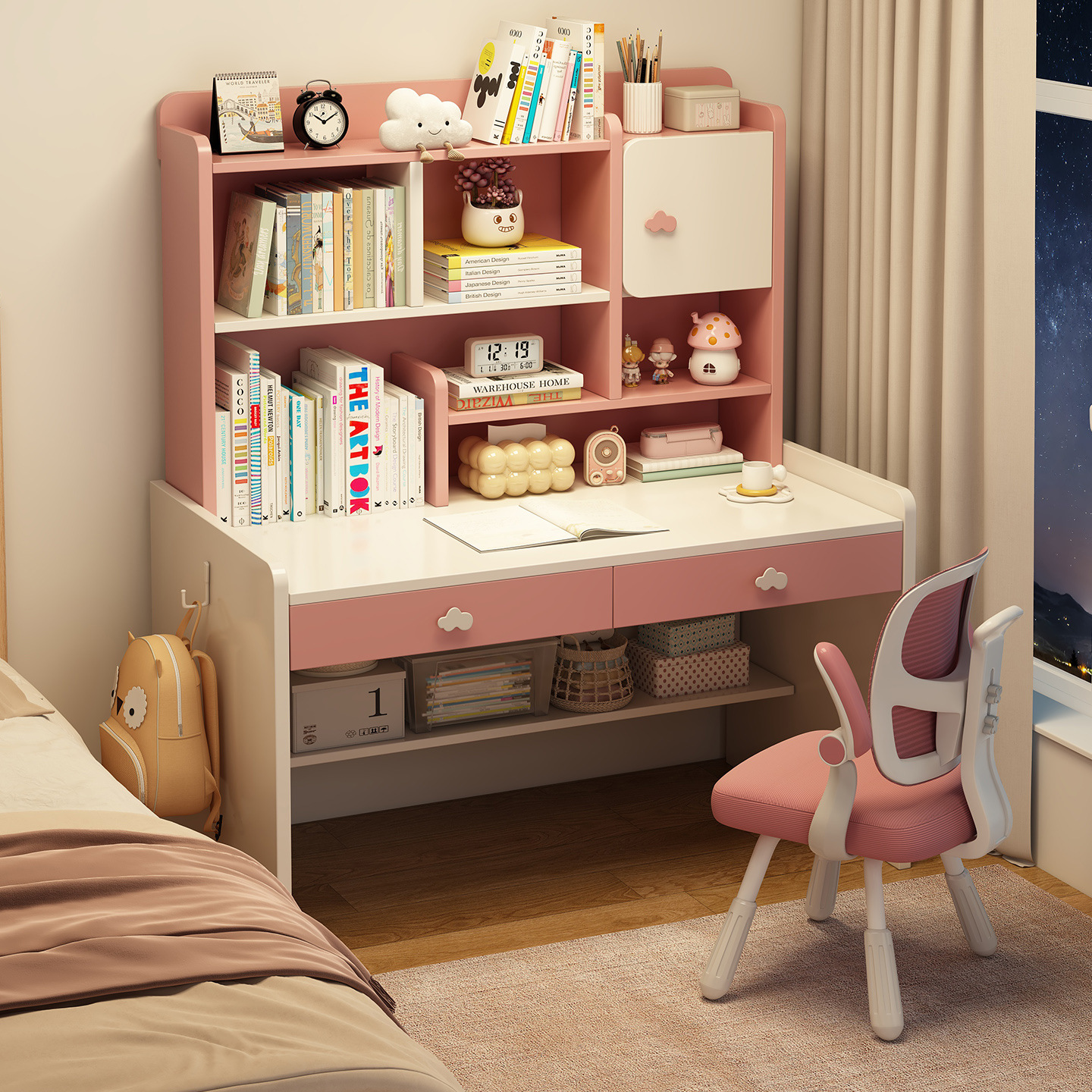 Mesa de escritorio infantil de madera maciza, estante de escritorio, mesa de estudio para estudiantes de primaria, mesa de escritorio para dormitorios, mesa y silla, mesa doméstica