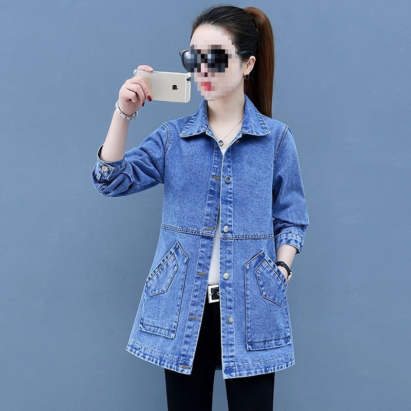 中长款时尚牛仔百搭衣服牛仔外套女春秋女装风衣显瘦新款修身百搭