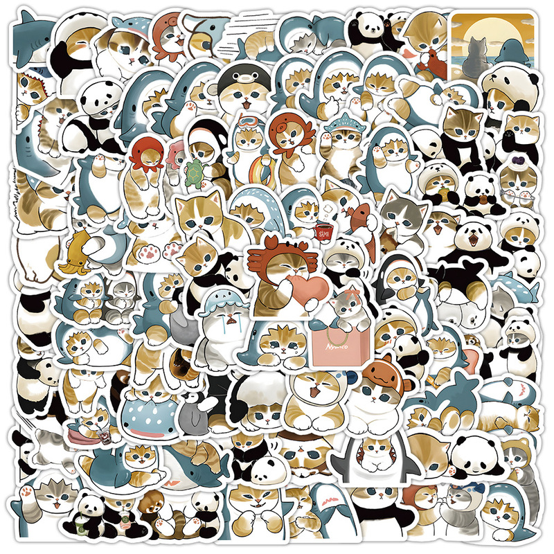 102 cute kitten stickers cartoon personalized cat self-adhesive jewelry cute pet avatar waterproof small stickers