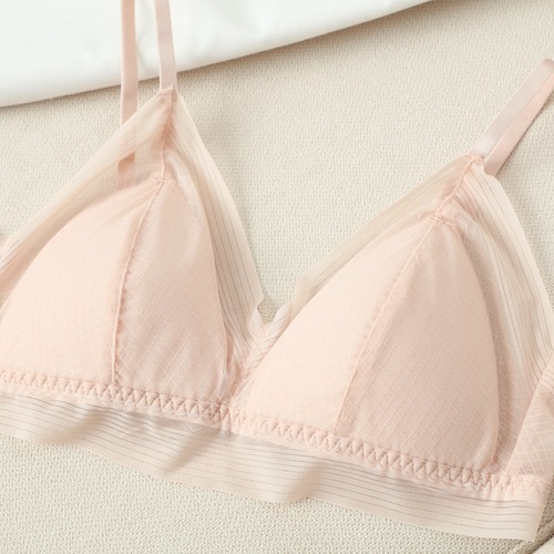 Yue Yue Girls Silk Bra Summer Thin Japanese Wire-Free Underwear Mulberry Silk Seamless Tri-Top Bra