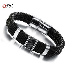 ebay速卖通货源欧美潮流个性百搭男士手链饰品时尚简约嘻哈皮手镯