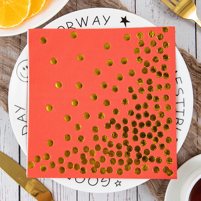 Birthday party decoration double-layered thick cartoon napkin paper with colored gold foil printing disposable napkin wholesale