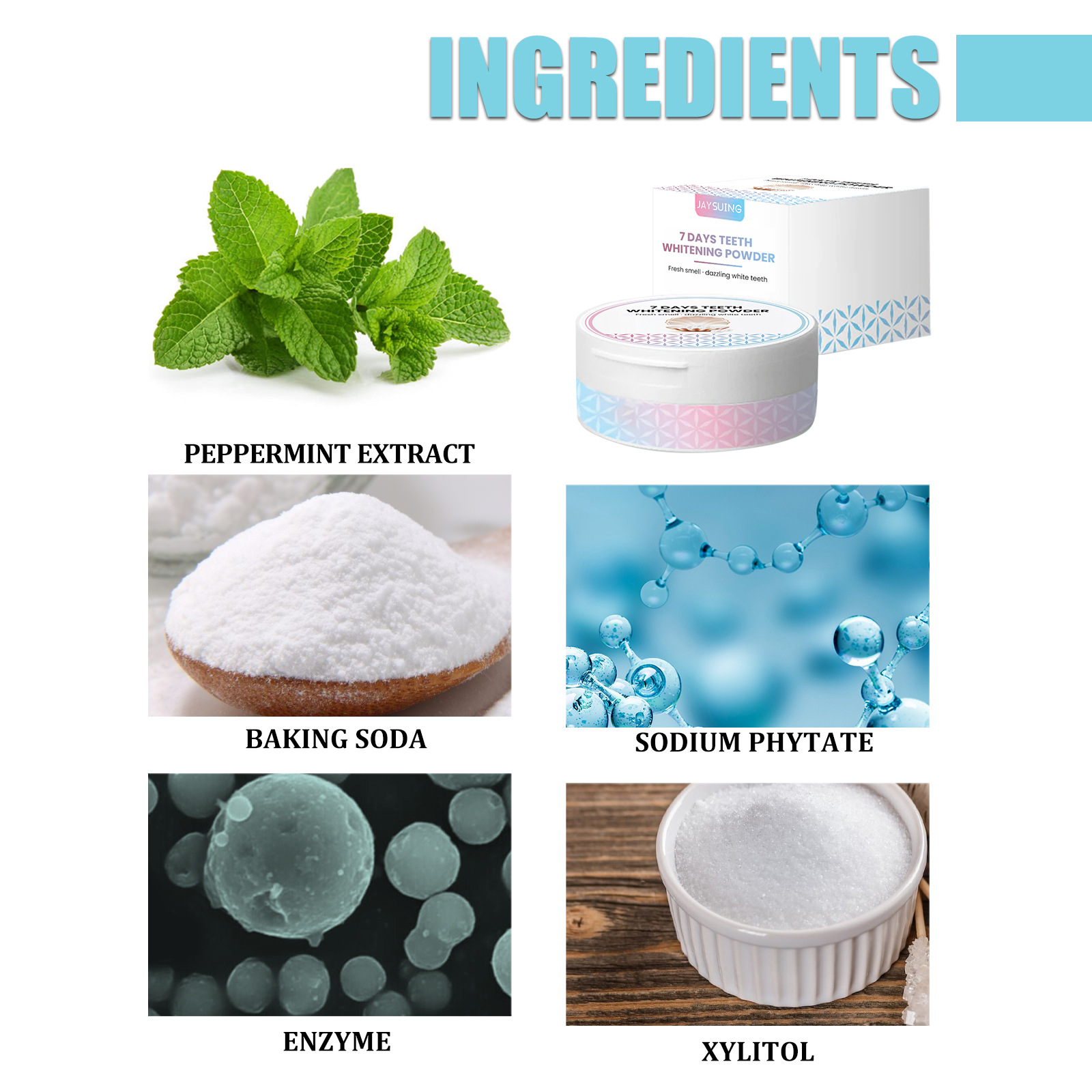 Jaysuing 7-Tage-Mundreinigungspflege für oxidierten Schmutz, frischer Atem, aufhellendes Zahnpulver_voghion.com