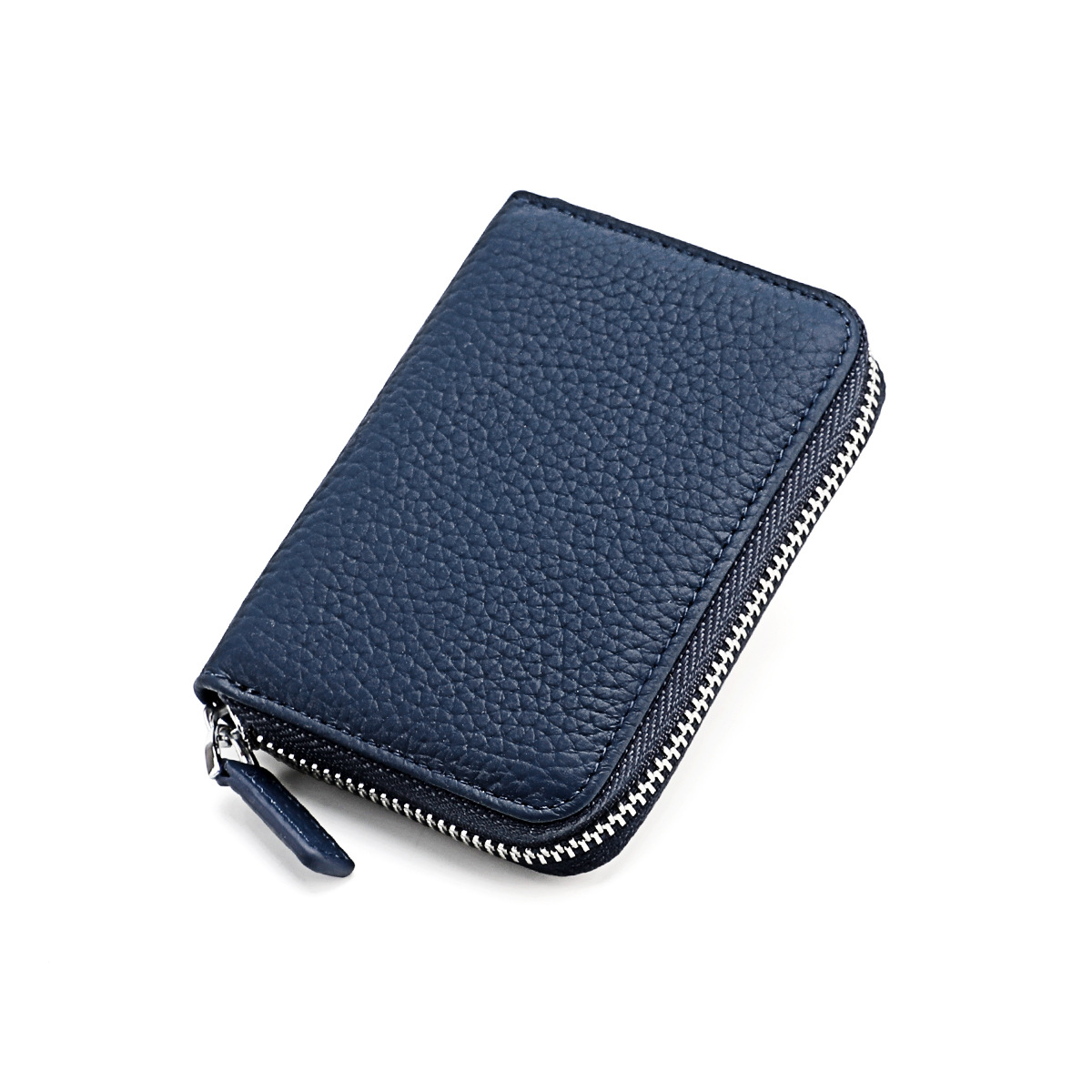 Amazon Japonés Cartera de cuero genuino MONEDERO órgano titular de la tarjeta RFID antirrobo cremallera monedero de la moneda de gran capacidad titular de la tarjeta