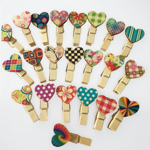 Peach Heart Primary Color 3.5cm Wooden Clip | Photo Small Wooden Clip | Wedding Decoration Wooden Clip | Photo Wooden Clip