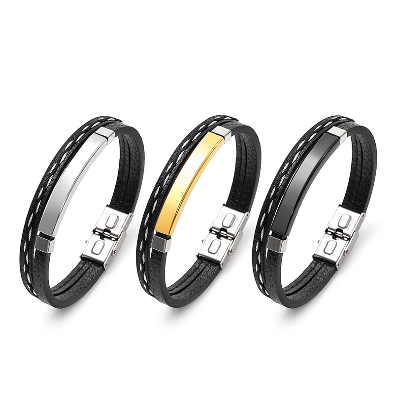 Spot al por mayor simple y versátil creativo nuevo estilo de acero de titanio pareja pulsera coreana personalidad de moda pulsera tejida a mano