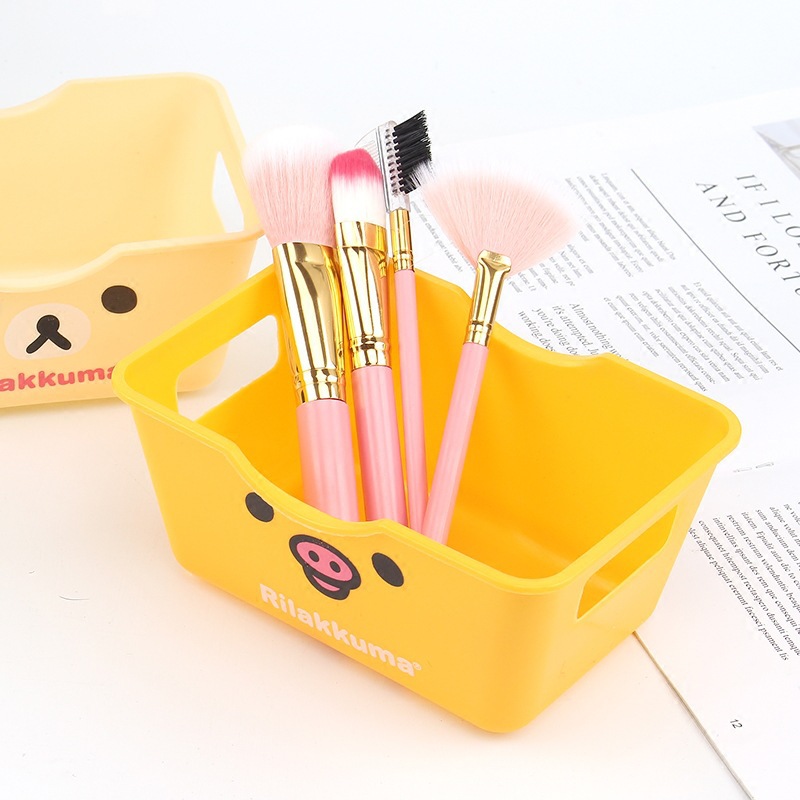 Caja de almacenamiento de escritorio de plástico de dibujos animados creativa sala de estar escritorio papelería cosméticos caja de almacenamiento al por mayor