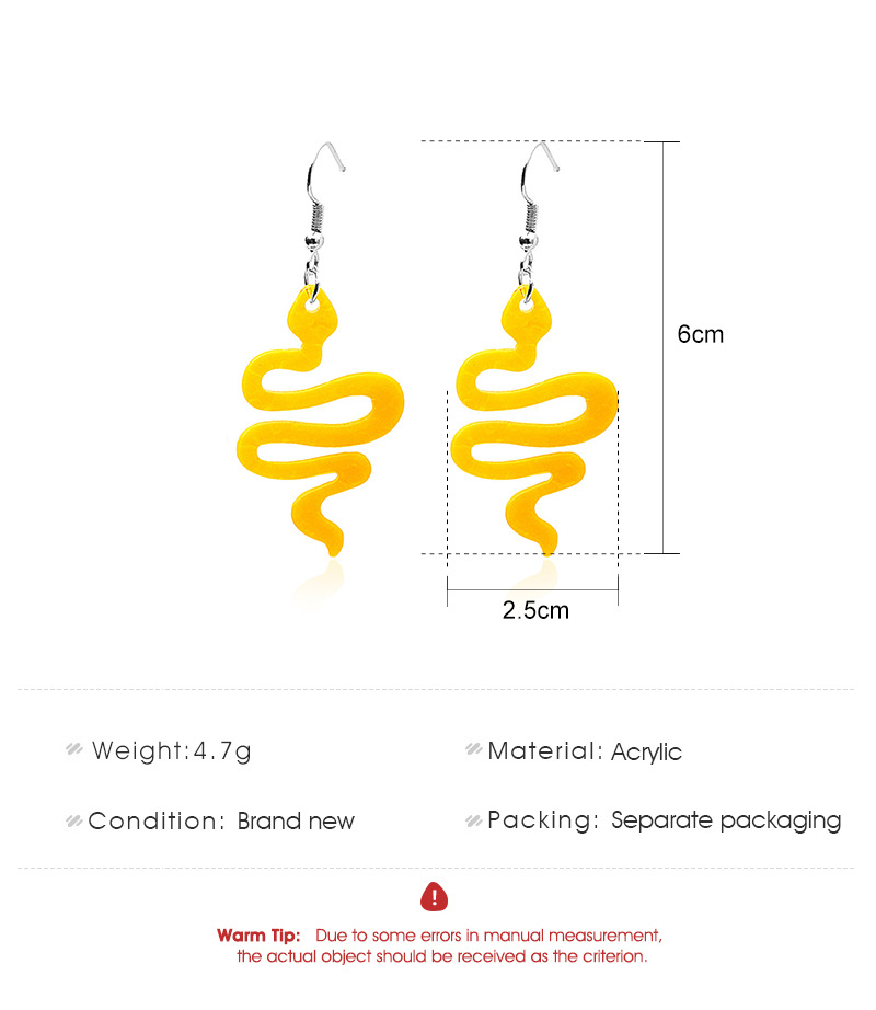 Nihaojewelry Fashion Snake-shaped Acrylic Transparent Earrings Wholesale Jewelry display picture 1