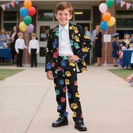 可爱狗爪kids dress suit带口袋儿童节日汇演花童宴会正式穿搭服