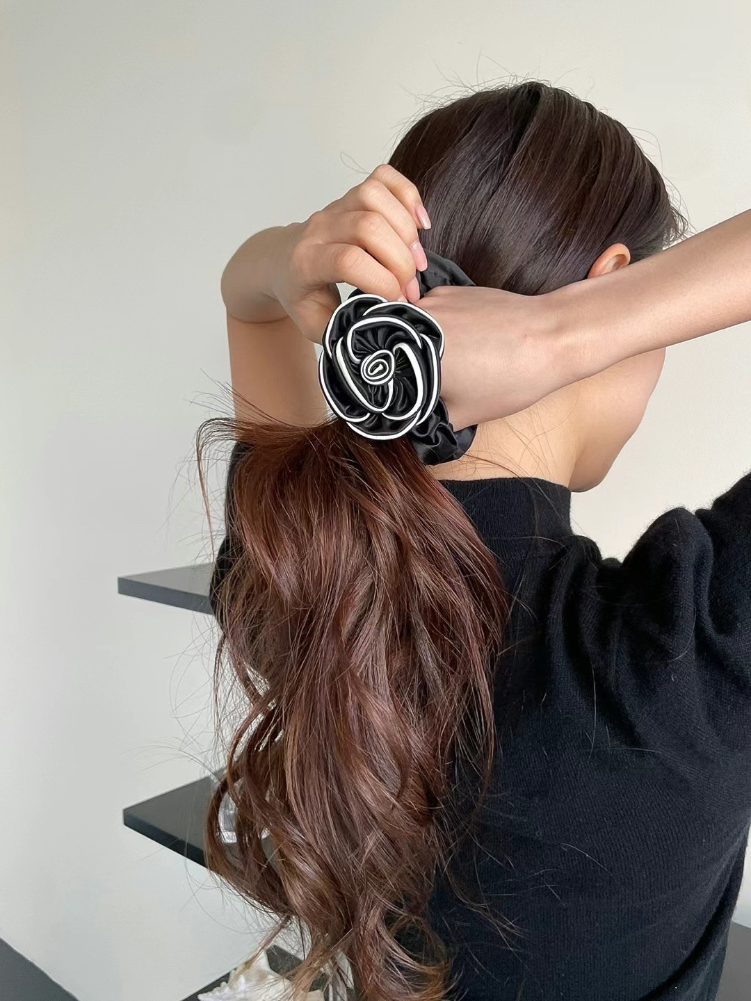 26g Weight Hair Tie Hair Accessories Type Women's IG Style Korean Style Flower Cloth Satin Hair Tie