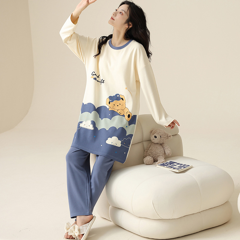 Tall Pajamas for Women Extended Version 175 Pure Cotton Plus Fat Plus Size Home Clothes Autum Long Sleeves 200 Pounds 5XL220