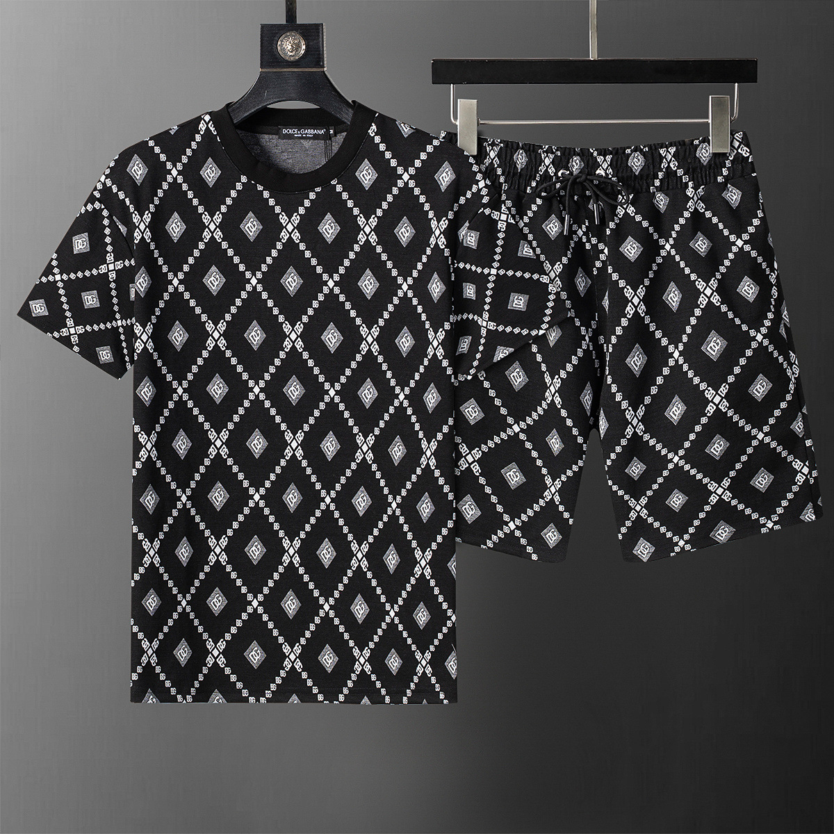 Set de manga corta de alta calidad, set de cuello redondo clásico, set de algodón impreso con letras para hombres y mujeres