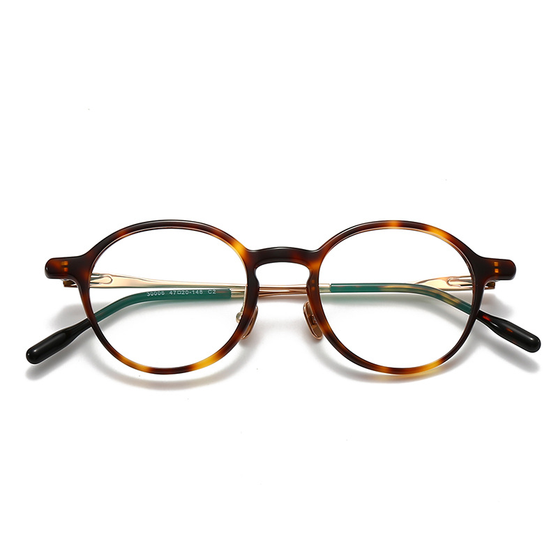 STUDIOMUKU Gafas de madera fresca Marco de gafas de diseño retro Placa Marco de gafas hecho a mano de titanio puro Marco de marco redondo
