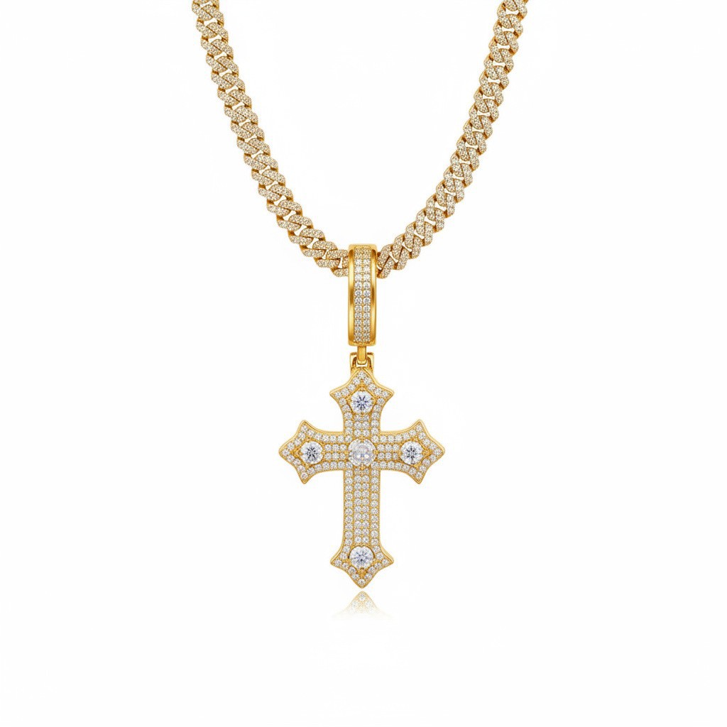 Europa y los Estados Unidos ventas transfronterizas de diamantes s925 plata colgante de cruz de estilo personalidad colgante universal