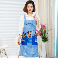 Women's Polyester Apron Cartoon Cute Anti-Stain Anti-Oil Wear-resistant Kitchen Work Protective Back Strap Apron