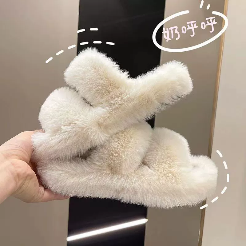 Толстые шерстяные тапочки женские осенью и зимой 2024 новые кексы для повышения мягкого дна бытовые нескользящие стильные хлопчатобумажные тапочки