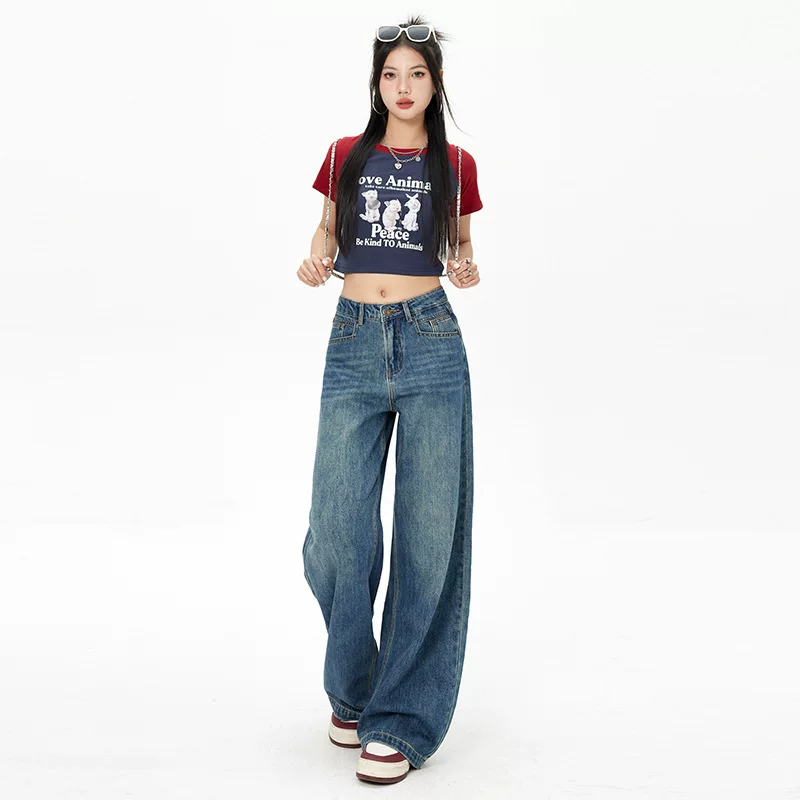 Широкие джинсы (HEY+JEANS) ретро-деним брюки, американский свободный крой, стиль весны