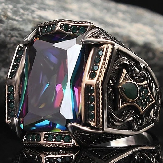 Europäischer und amerikanischer Retro-Punk-Stil Kartenrad Neuer Handschmuck Legierung galvanisierter Herrenring_voghion.com