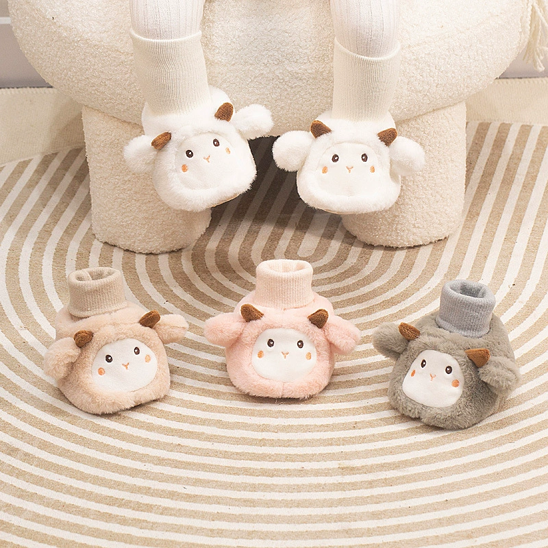 Осень и зима 2023 новые детские теплые носки обувь на флисовой подкладке Толстая хлопковая обувь чехол для обуви детская обувь с мягкой подошвой