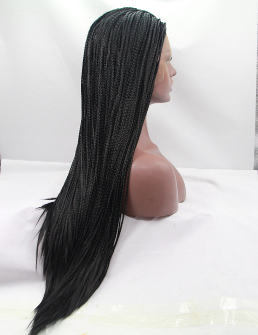 Funda de peluca de seda de alta temperatura de fibra química, estilo de moda europeo y americano, cabello largo y rizado negro, peluca de encaje frontal LW0247