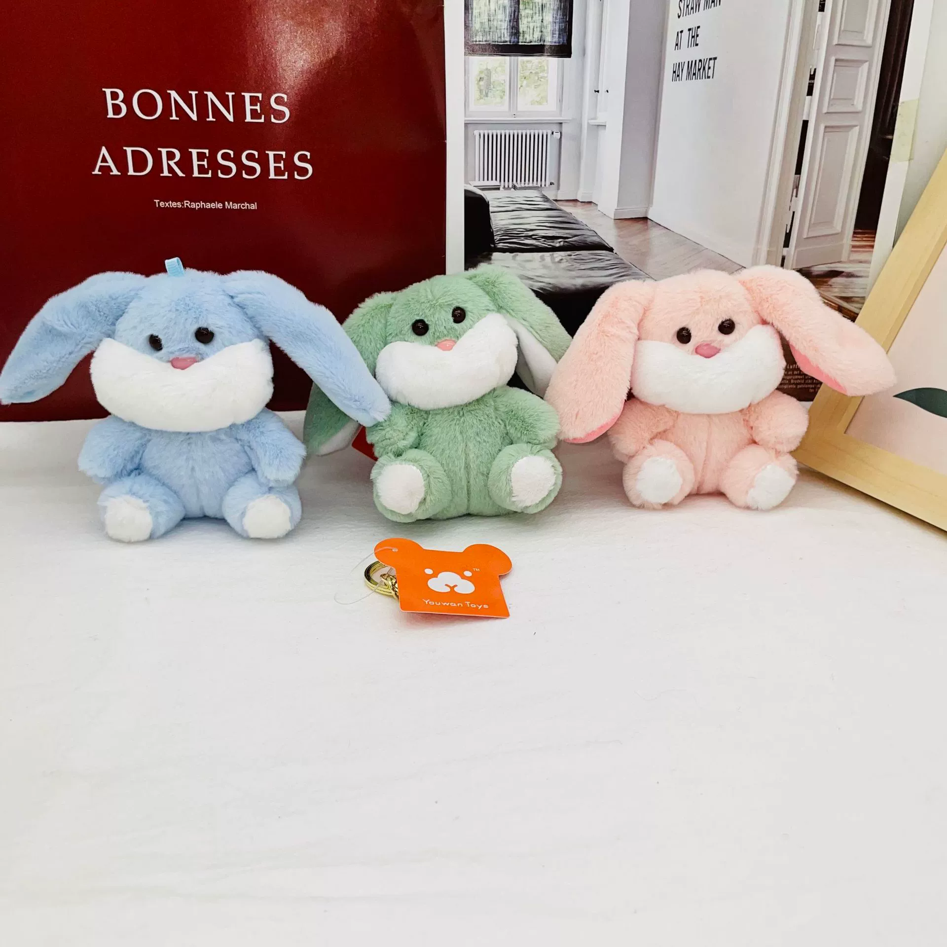 Plush backpack accessory, doll, rabbit, bag decoration, keychain, Birthday gift