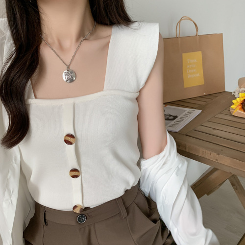 Summer new Korean style slim and sexy small fresh short camisole bottoming shirt off-the-shoulder top