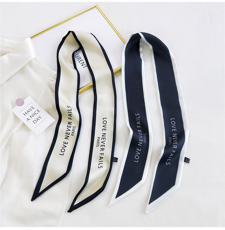 Fashion Letter Long Silk Ribbon Scarf Wholesale display picture 4