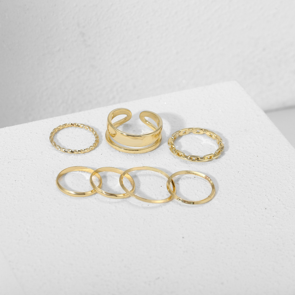 Simple Geometic Alloy Ring 7 Pieces Set display picture 6