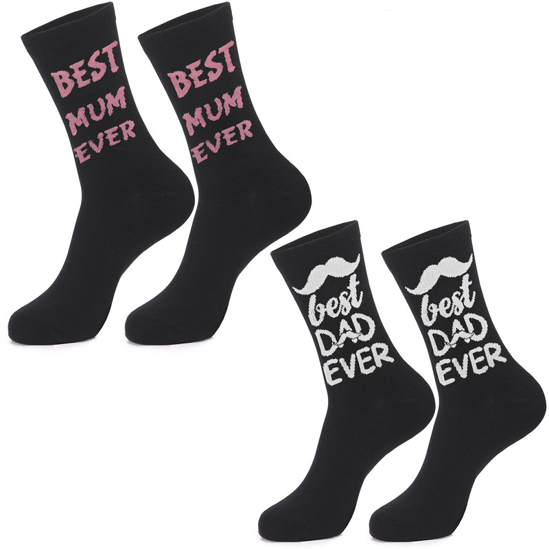 Cross-Border In-Stock Amazon English Letter Socks, the Best Mid-Calf Socks for Moms and Dads, Suitable for Both Men and Women