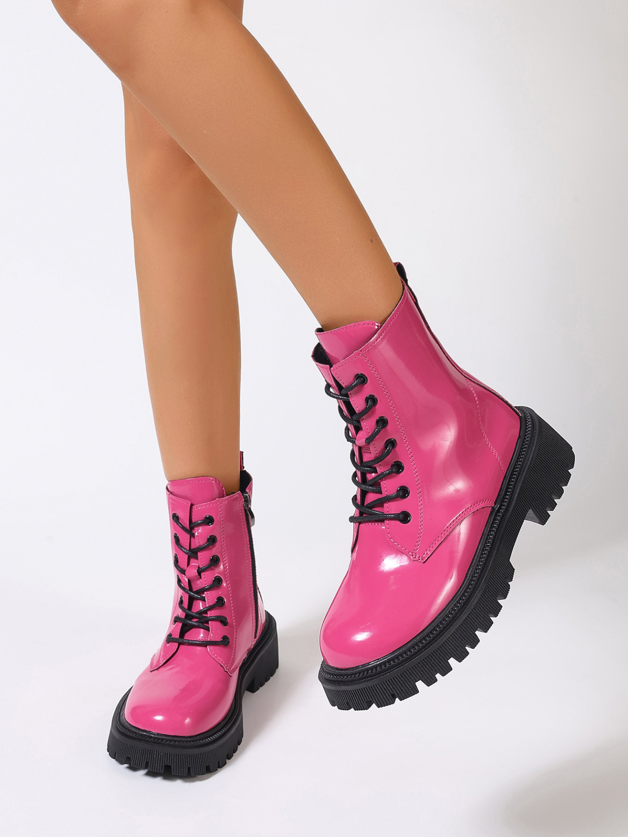 plus Size Lace-Up British Style Retro Martin Boots mid Heel Ankle Winter Cowboy Boots for Women_vogvips.com