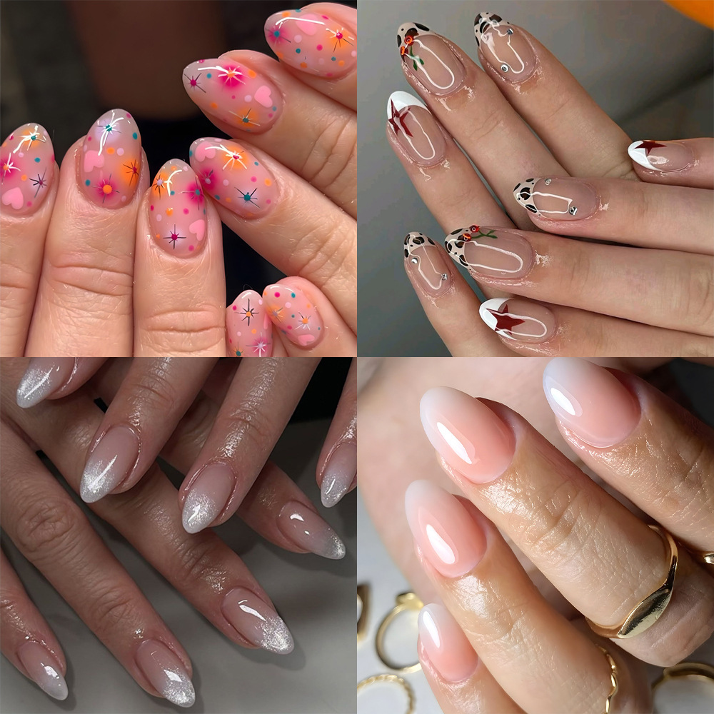 30 piezas de uñas postizas en caja, uñas de alta gama populares para llevar, puntas de uñas versátiles y de moda, gran venta al por mayor.